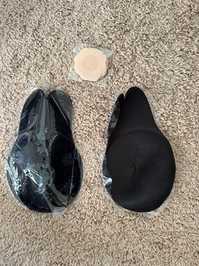 Black Adhesive Silicone Bra Cups with Nude Nipple Covers